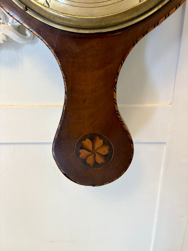 Antique George III Quality Mahogany Shell Inlaid Banjo Barometer - Image 8